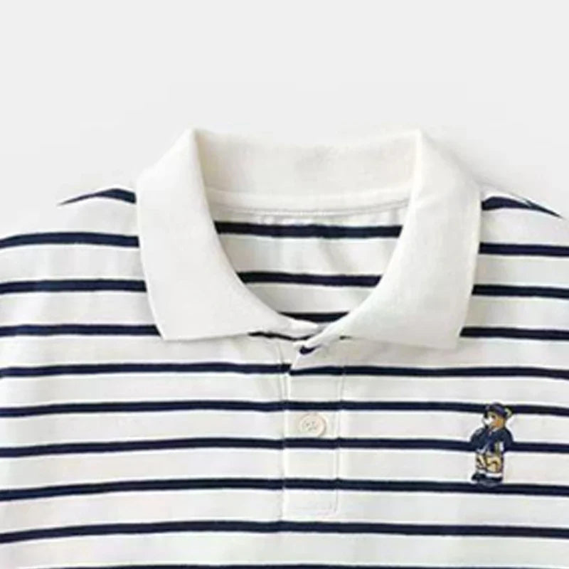 Boys' Short-Sleeved Suit New Children's Minimalist Polo Shirt+Matching Shorts Two-Piece Set Fashionable Clothing for Baby Boys