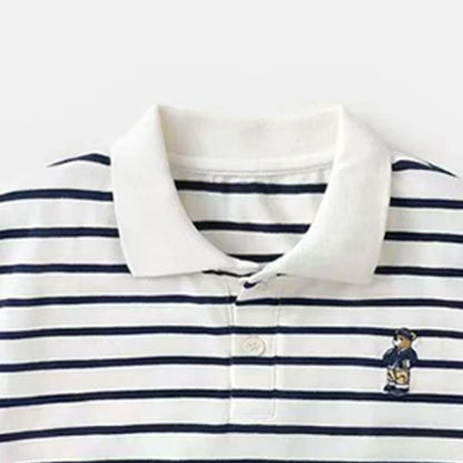 Boys' Short-Sleeved Suit New Children's Minimalist Polo Shirt+Matching Shorts Two-Piece Set Fashionable Clothing for Baby Boys