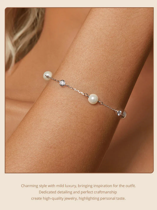 Bracelet en argent sterling 925 avec moissanite, petits coquillages, perles, chaîne réglable, bracelets superposés, bijoux pour demoiselle d'honneur