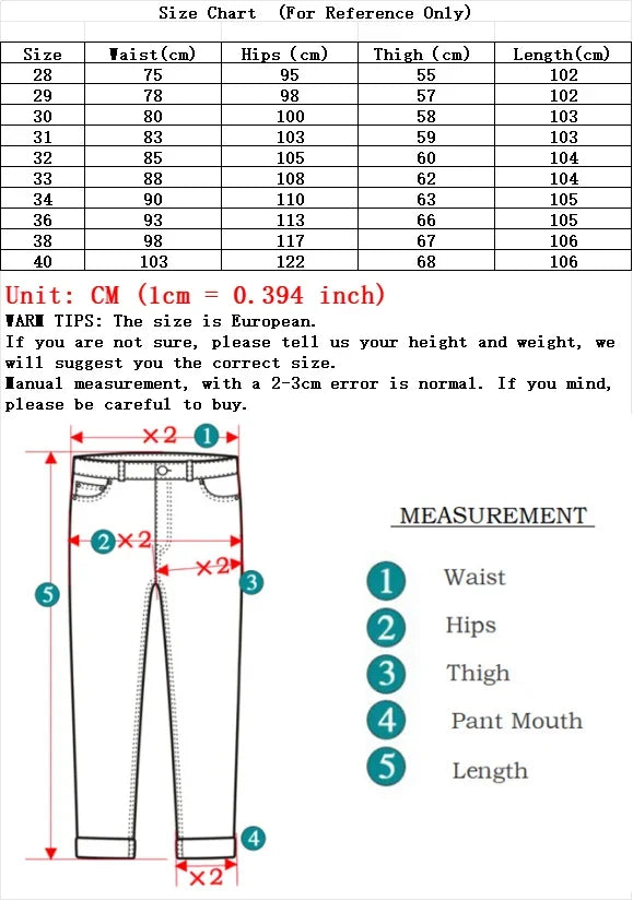 Men Classic Version Slim Stretch Trousers Clothing Red Straight Jeans Fashion High Quality Casual  Denim Pants Male 36 40