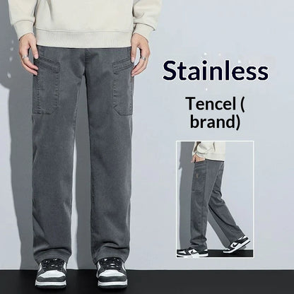 Men's Loose Straight Casual Work Pants 2025 Trendy Multi-Pocket Autumn Winter Workwear YM6106
