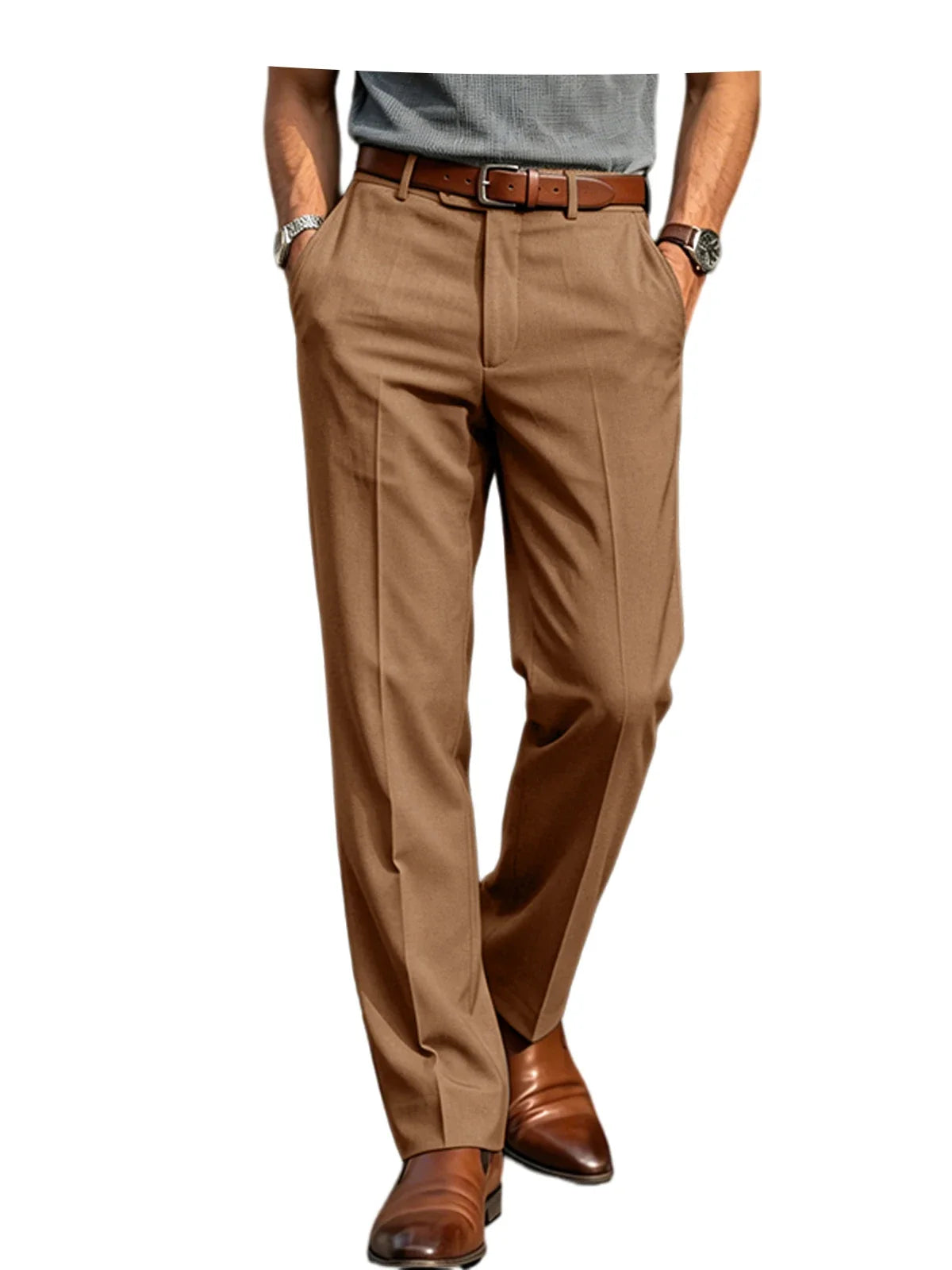 Men's Formal Linen Summer Pants Classic Straight Suit Trousers Lightweight Breathable Soft Fashion Casual For Office Daily Wear