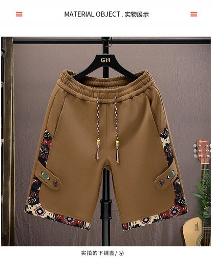 2025 Trendy Summer Embroidery Shorts Men Streetwear Hip Hop Straight Leg Short Pants Casual Sports Five-Point Pants male