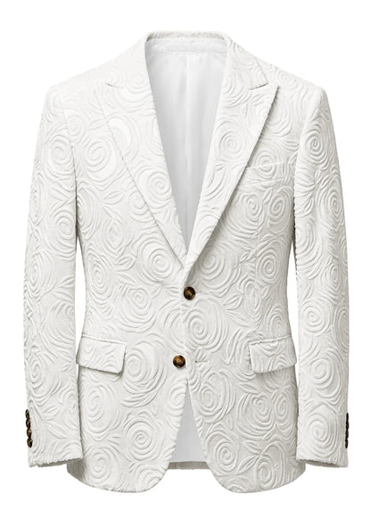 Men's Luxury 3D Embossed Textured Blazer Notch Lapel Jacket 2 buttons Slim Fit Suit Jacket Formal for Business Casual Wedding