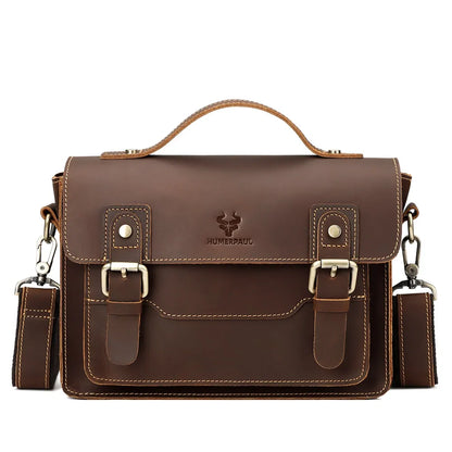 Crazy Horse Leather Men Messenger Bag Business Laptop Briefcase Casual Male Work Tote Bags for Ipad Large Capacity Travel Bag