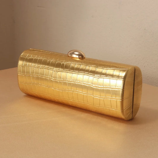 Chic Pu Leather Box Bag Female Glossy Golden Elegant Clutch Ladies Wedding/birthday Party Evening Purse Hard Purse and Handbag
