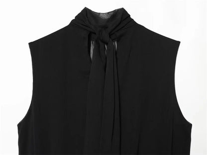 Women's Top 2026 New Spring Summer Fashion Black Sleeveless Pleated Top for Women Casaul Chic Women Top