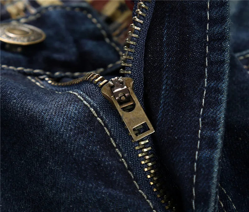 2026 New Men's Yellow Jeans, Blue Stretch Biker Trousers, Broken Hole Jeans, Fashion Popular Men Denim Pants Big Size 29-42