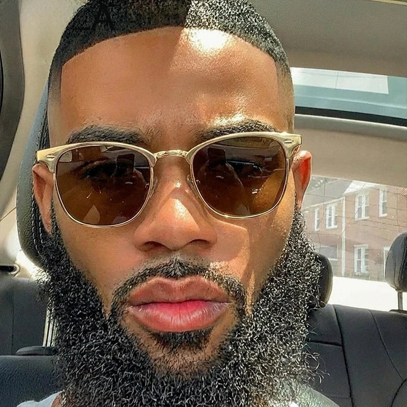 New Arriavl Square Sunglasses Men 2026 Luxury Brand Metal Frame Retro Punk Sun Glasses Male Driving Shades Vintage Eyewear UV400