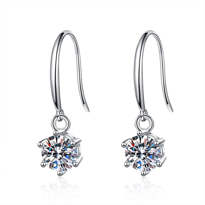 1ct 6.5mm Moissanite Droop Earrings for Women Original Wedding Chrismas Gift S925 Sterling Silver Hoop Earring Wholesale