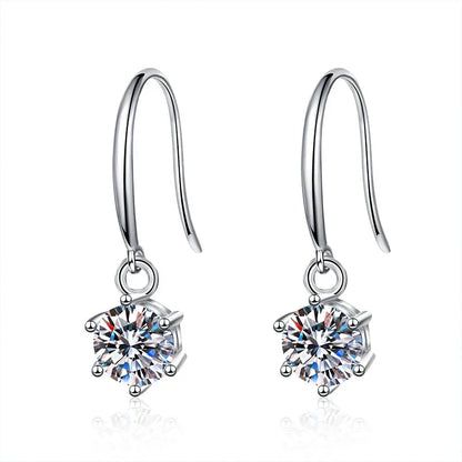 1ct 6.5mm Moissanite Droop Earrings for Women Original Wedding Chrismas Gift S925 Sterling Silver Hoop Earring Wholesale