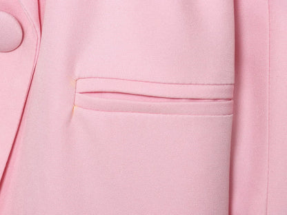 Women Notched Lapel Blazer with Floral Rose Belt Waist Tie Slim Long Sleeve Suit Jacket