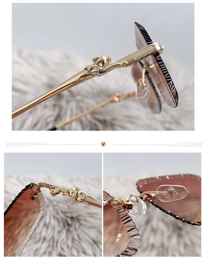 2025 European and American Fashion New Frameless Sunglasses Women Men Ins Square Eopard Head Metal Sun Glasses Ladies UV400