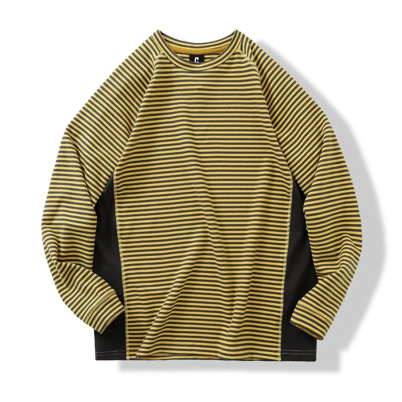 Insulated Patchwork Striped Sweatshirt with Contrast Details Unisex, Loose-fitting Spring and Autumn Undershirt.