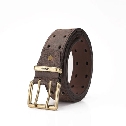 A Western-style PU Leather Belt for Both Men and Women, a Classic and Casual Retro Belt