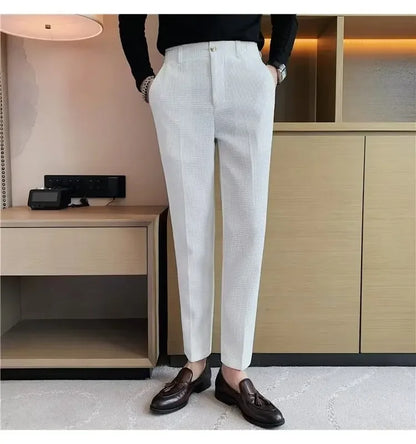 Spring Summer Men's Smart Casual Suit Pants Fashion Slim Fit Solid Color Youthful Vitality Suit Trousers Men Korean Dress Pants