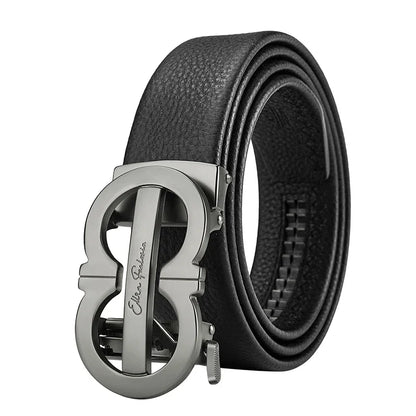 Automatic Ratchet Belt for Men - Genuine Leather Strap with Alloy Buckle, Durable for Daily Wear