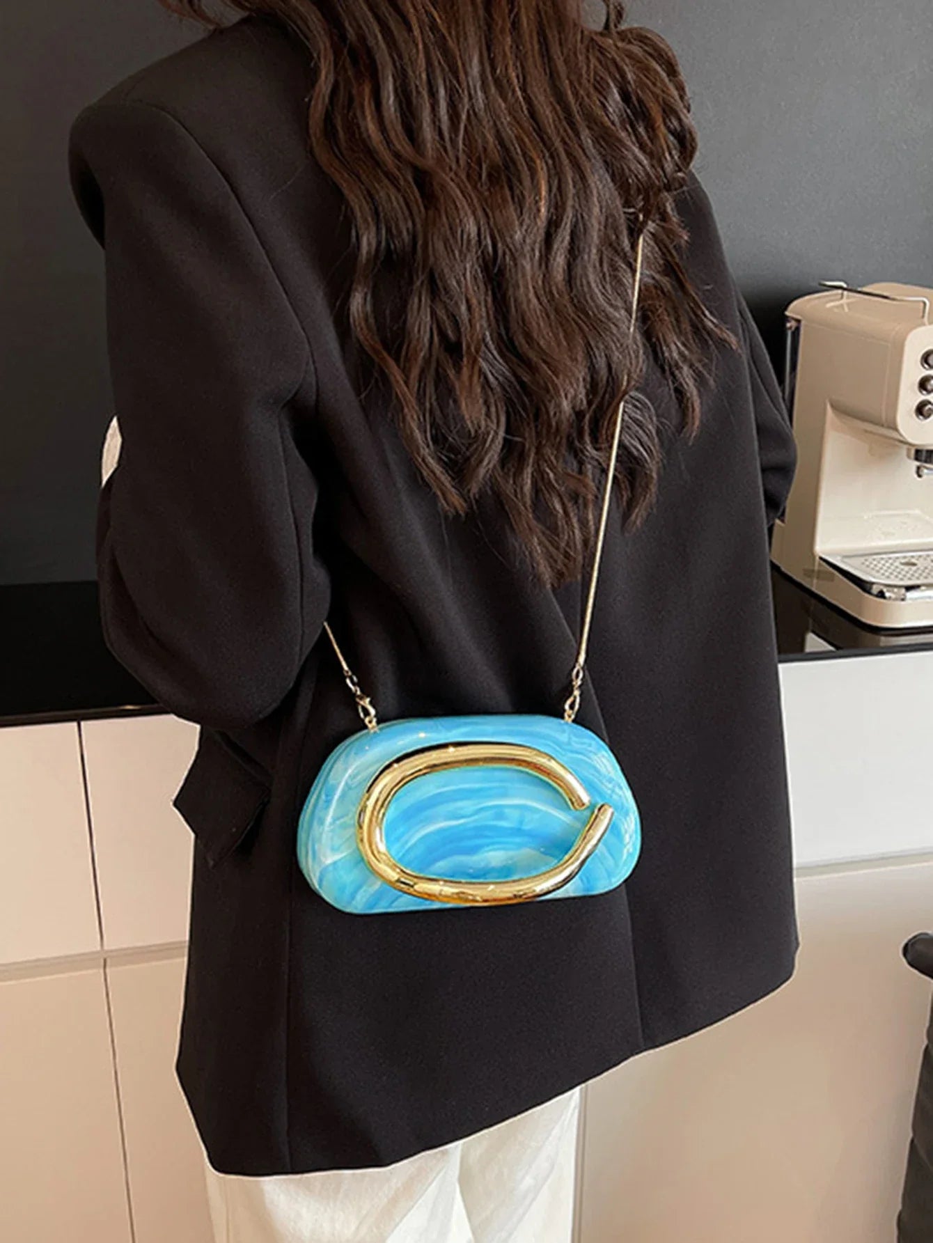 Women's Sealed Box Shaped Acrylic Clutch Fashion Dinner Wedding Party Handbag Elegant Luxury Designer Crossbody Shoulder Bag