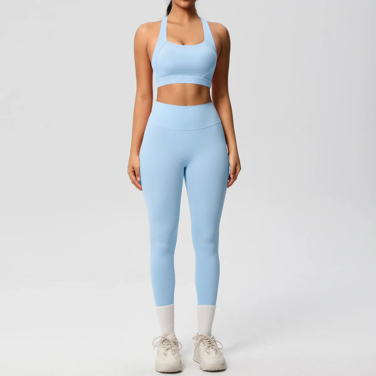 Women 2pcs Patchwork Sport Yoga Suit Training Sleeveless Sport Gym Tops  Tummy Control Slimming Booty Leggings Yoga Suit Sports