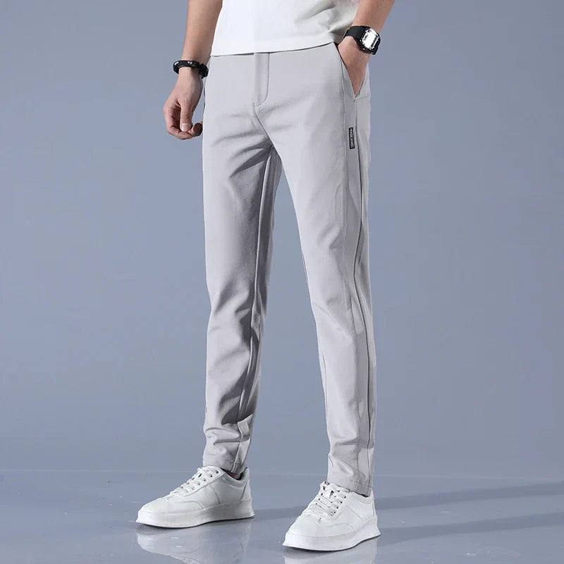 2026 Spring Summer Men's Ice Silk Golf Casual Slim Straight Thin Trousers Male Fashion Stretch Breathable Jogging 28-38