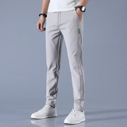 2026 Spring Summer Men's Ice Silk Golf Casual Slim Straight Thin Trousers Male Fashion Stretch Breathable Jogging 28-38