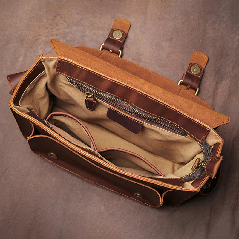 Retro Real Leather Messenger Bags Men and Women Shoulder Bag Natural Cowhide Crossbody Casual Handbag Luxury Cambridge Bags