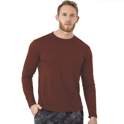 Men's 100% Merino Wool Thermal Long Sleeve T-Shirt Base Layer Breathable Wicking Anti-Odor Underwear for Outdoor Activities
