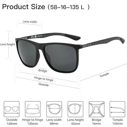 New Square Polarized Sunglasses for Men Ultralight Carbon Fiber Sun Glasses Driving Fishing Golf Sport UV400 Protection