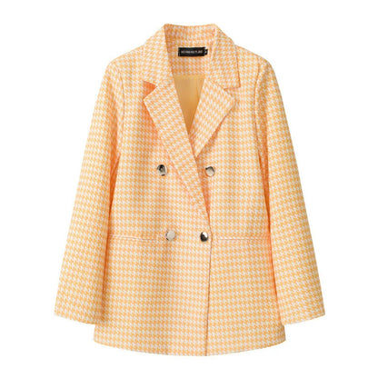 Casual Plaid Women's Suit Jacket Spring Autumn New Style Large Size Street Style Top Quality Polyester Commute Style Fashionable
