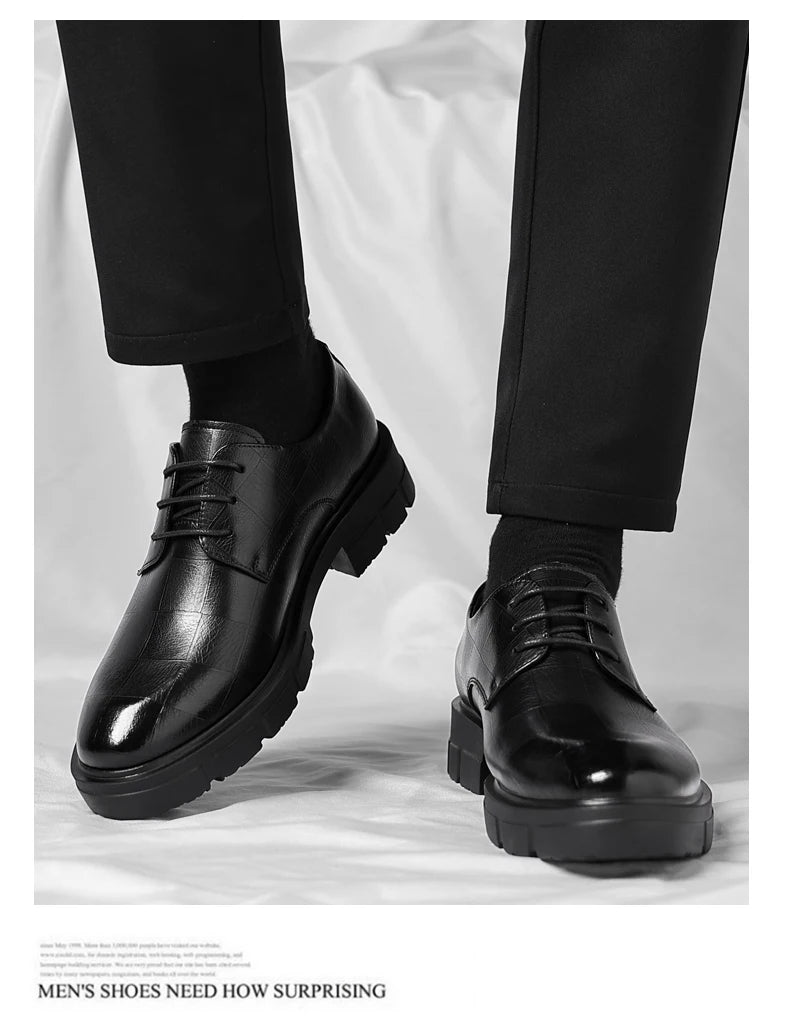 8-10cm Height Increasing Shoes for Men Platform Breathable Lift Casual Inside High Shoes Business Dress Elevator Leather Shoes