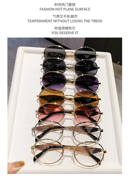 Fashion New Trend Oval Acetate Sunglasses for Women Brand Designer Ladies Shades Party Eyeglasses Girls Frame Sun Glasses