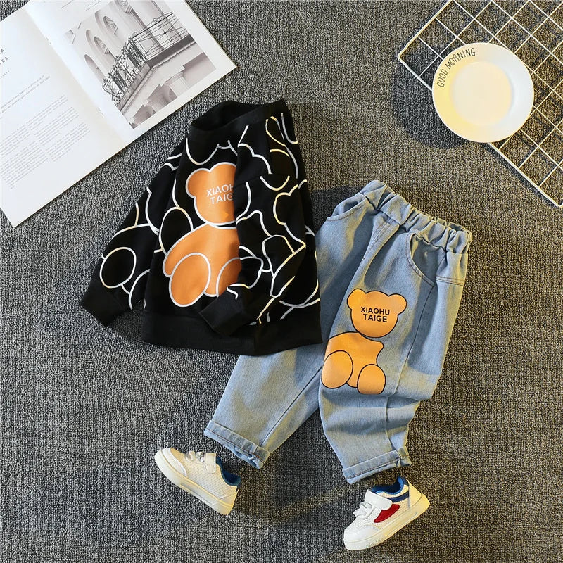 New Spring Autumn Baby Girl Clothes Children Boys Fashion Cartoon T-Shirt Pants 2Pcs/Sets Toddler Sports Costume Kids Tracksuits