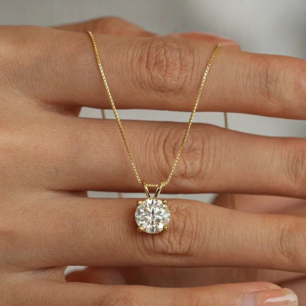 1-5 CT Moissanite Necklace Solitaire Pandent GRA Certified Dainty s925 Sterling Silver 18k Classic Necklaces for Women