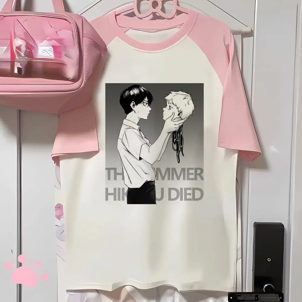 the Summer Hikaru Died top tees women aesthetic women 2000s Breathable top tees Pop Culture 2000s Grunge Psychedelic graphic