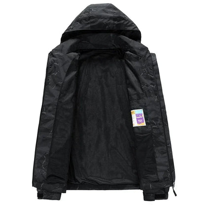 Spring Men's Windbreaker Korean Fashion Loose Waterproof Hooded Coat Outdoor Leisure Function Camping Camo Jacket Men's Workwear