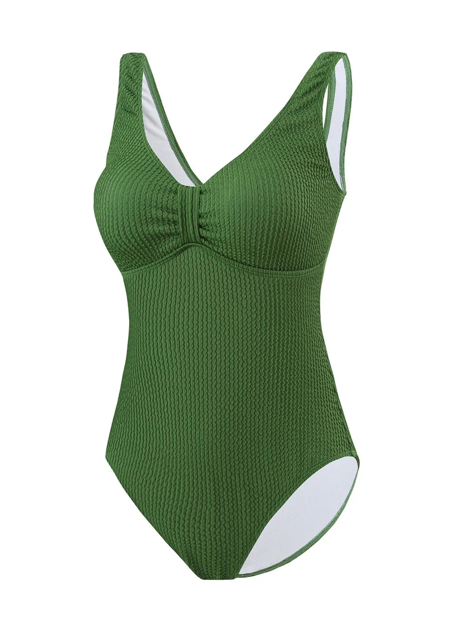Slim V Neck Swimsuit Women 2025 New One Piece Vacation Swimwear Solid Bodysuit Female Bathers Swimming Monokini Summer Beachwear
