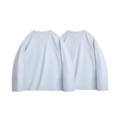 Casual 7A Anti-Bacterial Quick-Dry Long Sleeve T-Shirt Men's Spring Cool Comfort Breathable Tops Round Neck Layering Tee