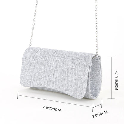 Women Shiny Crossbody Bag Elegant Sparkle Shoulder Bags Clutch Bag Fashion Chain Tote Handbag Ladies Chic Evening Wedding Clutch