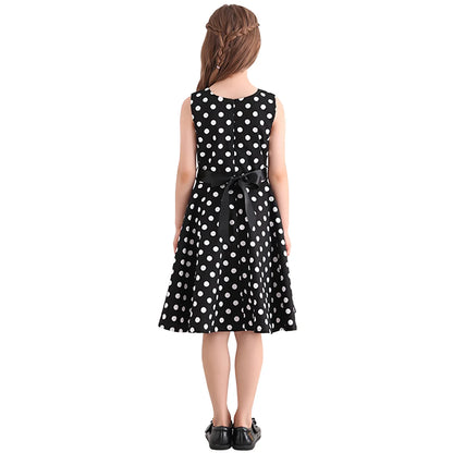 Girl's Retro Dress,Summer Princess Sleeveless Polka Dots Cotton Lightthin Romantic Floral 50s Vintage Dress Party Wedding Daliy