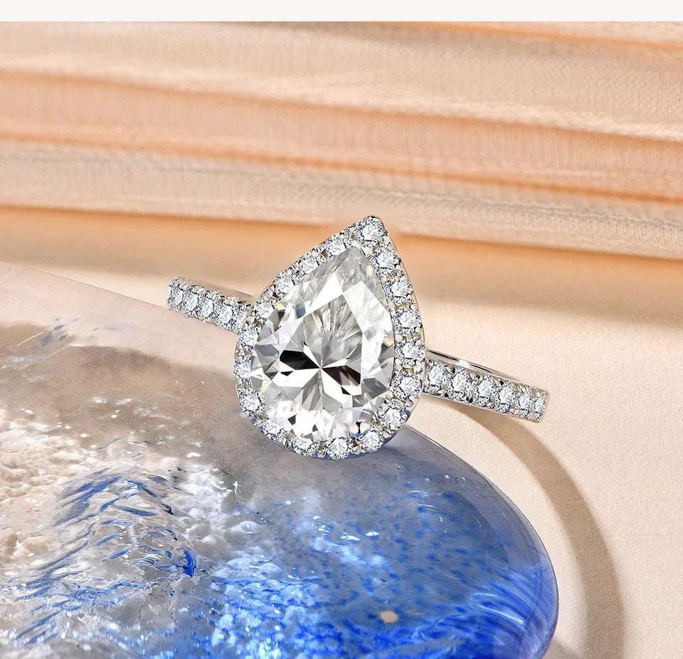 Bague ATTAGEMS en moissanite de luxe, taille poire, 2,0 carats, couleur D, VVS1, en argent sterling 925 véritable pour femme, cadeau de fiançailles ou de mariage