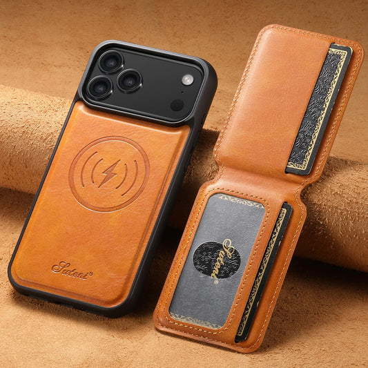For iPhone 17 Air/16E/15/14/12/13 Promax Plus two-in-one full coverage TPU with card holder magnetic card insertion leather case
