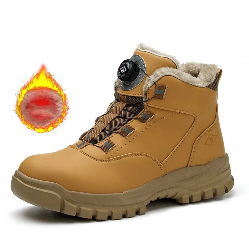 Work Shoes Men Anti-smashing Anti-puncture Safety Shoes Rotating Buttons Autumn Winter Protective Work Safety Boots