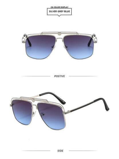 Big Metal Frame Gradient Sunglasses UV400 Protection Classic Sun Glasses Driving Oversized Square Sunglasses for Women & Men