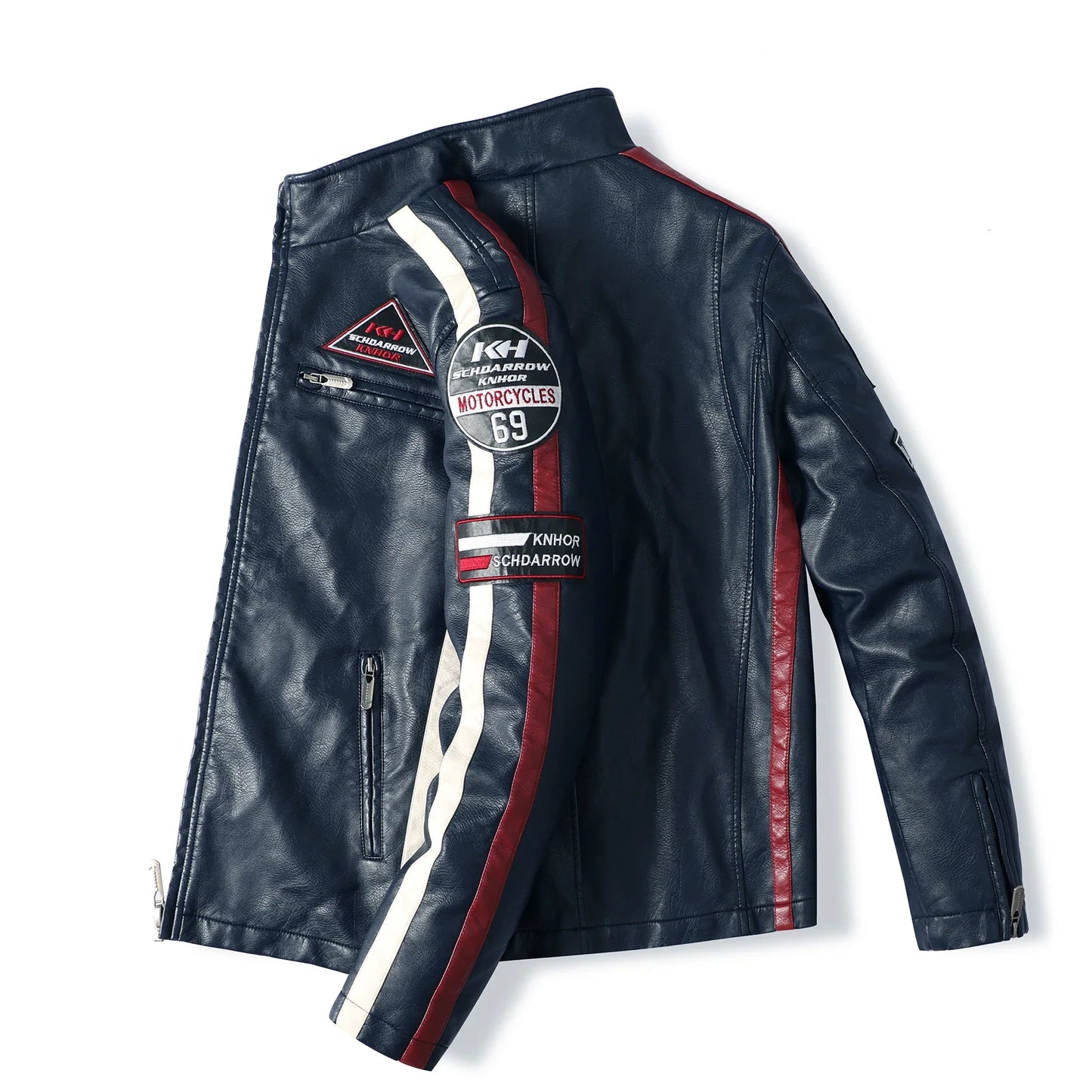 Men's Motorcycle Racing Suit PU Leather Label Color Jacket