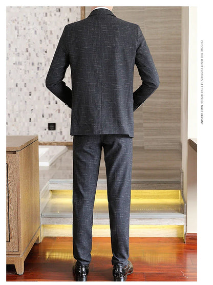 Fashion New (Suit + Trousers) Boutique Business British Dress Casual Party Slim Trend Handsome Two-Piece Suit