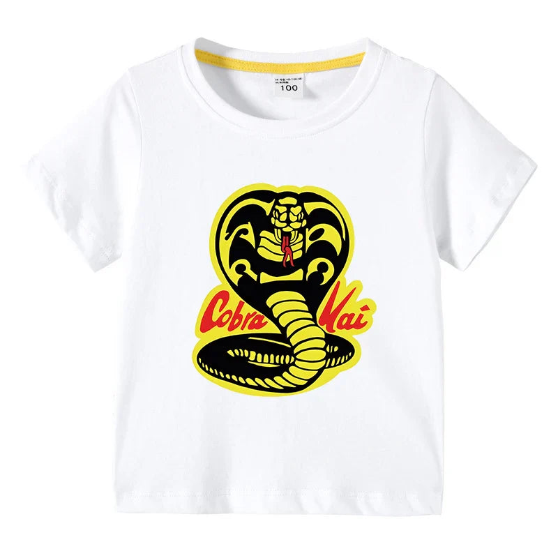 Cobra Kai Printed Summer Chlidren' T-shirt Boys Girls O-Neck Short Sleeve Tees Kids Pure Cotton Clothing Baby Boys Gift