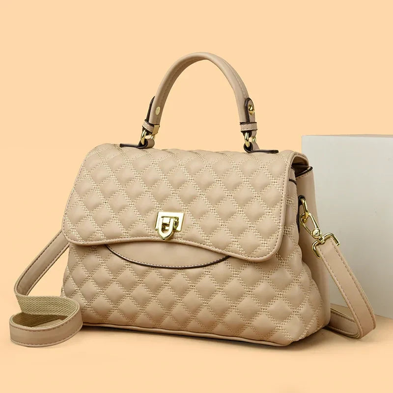 New Women's Soft Leather Shoulder Bags Multi-Layer Pockets Messenger Crossbody Bags Luxury Designer Female Handbags and Purses