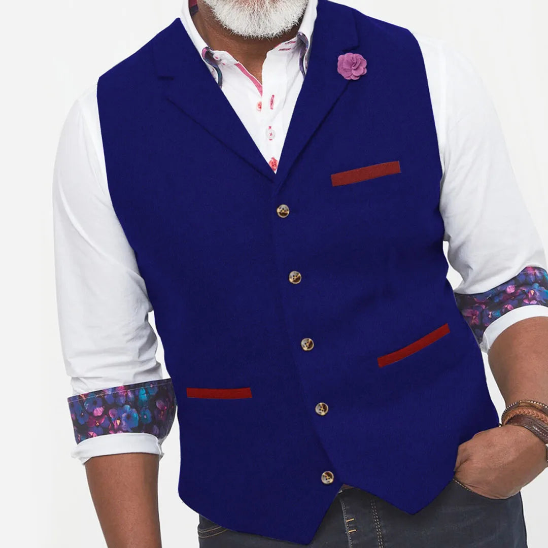 Men Vest Brown Herringbone With Lapel Single Button Waistcoat For Wedding Banquet Prom Business Work Casual Daily Men Suit Vest