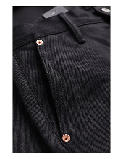 Black Men's Jeans Relaxed Fit 14.5oz Selvedge Denim Officer Trousers
