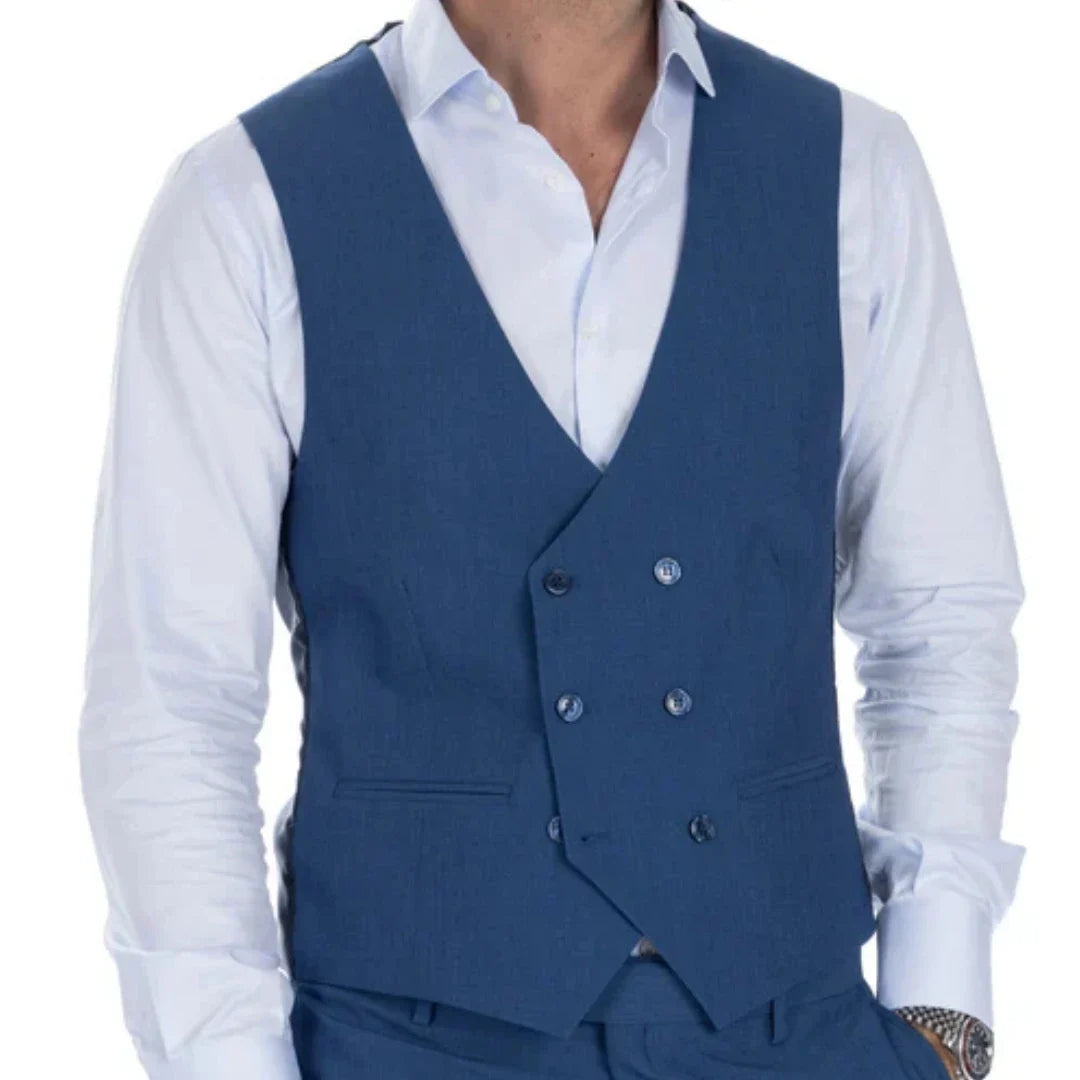 Men Vest Brown Double Button Solid Color Waistcoat For Wedding Banquet Birthday Business Casual Work Set Men Suit Vest
